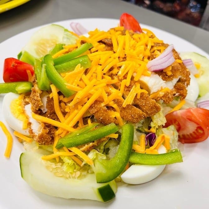 Fried Chicken Breast Salad.